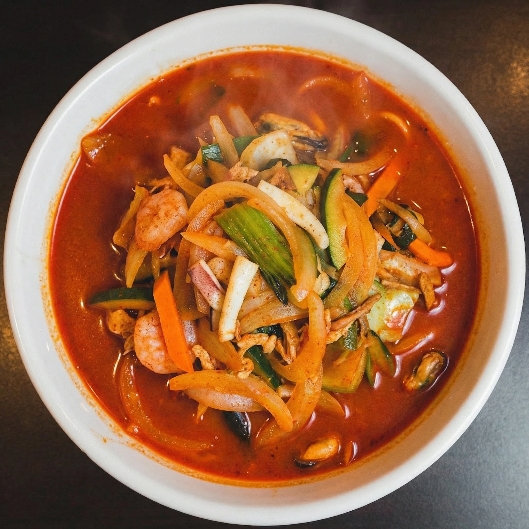 Jjambbong - Spicy Korean seafood noodle soup at Rae Mi Hyang Edmonton